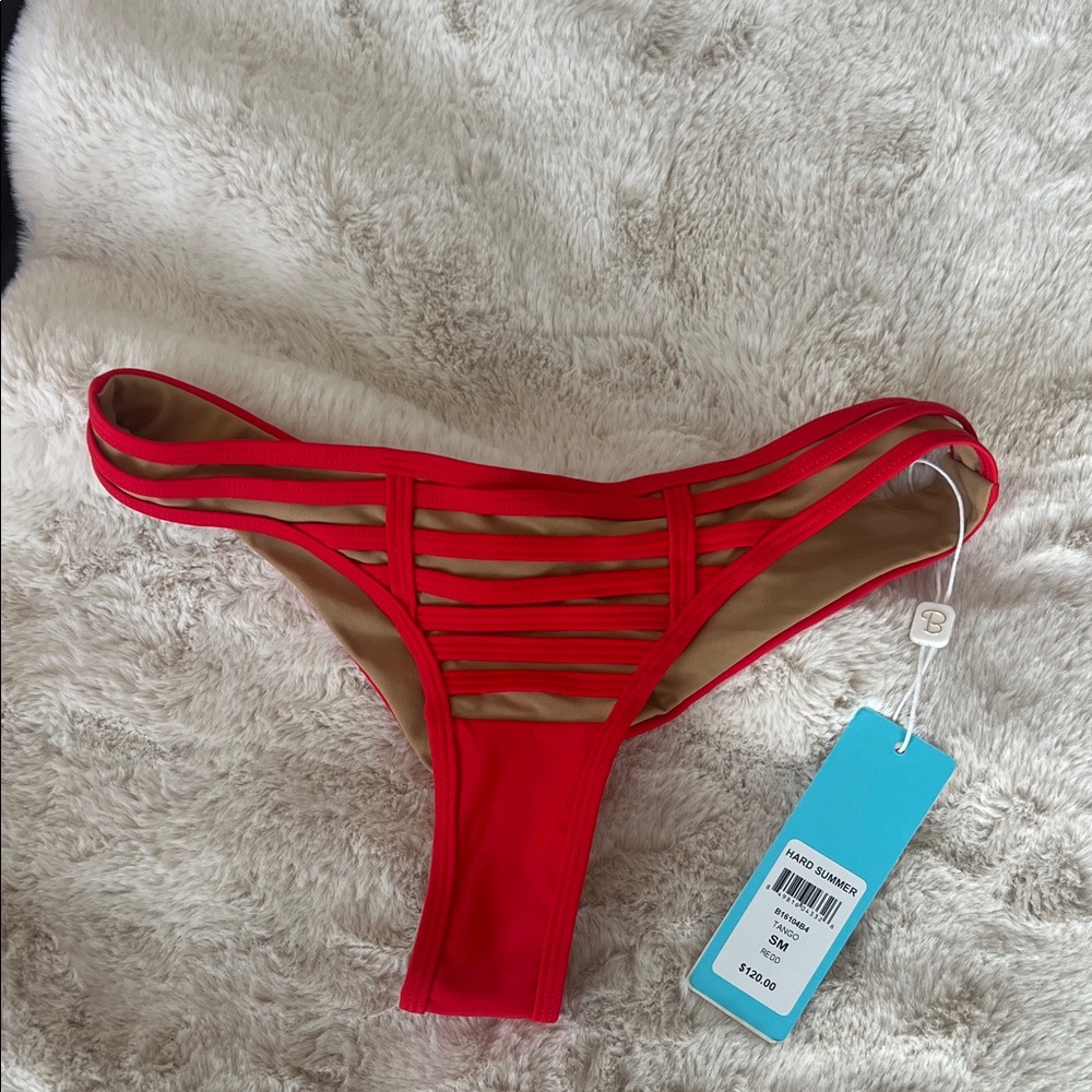 Beach Bunny Red and Tan Bikini Bottom